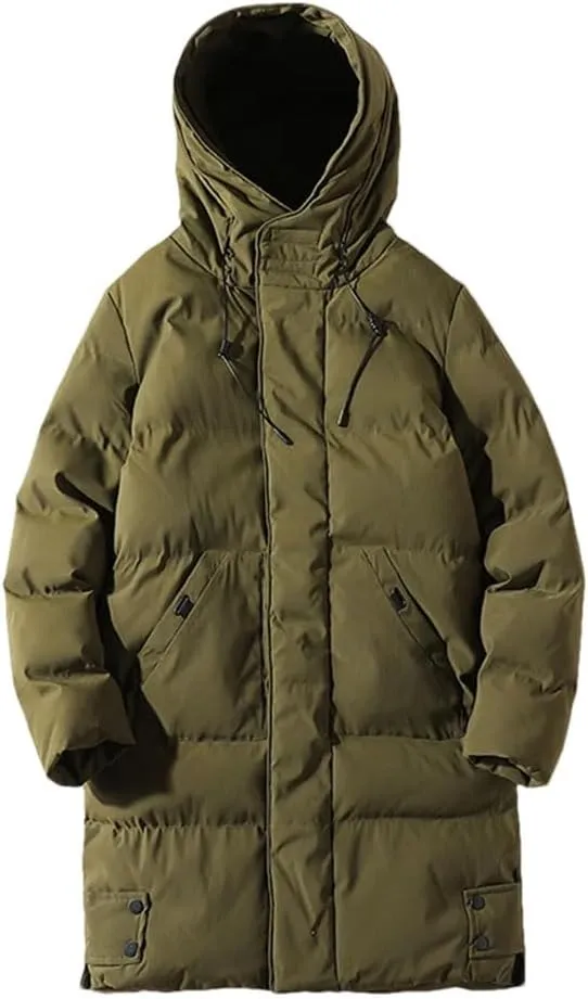 Men's Long Coat Winter Cotton Padded Jacket Oversize Hood Parka Outerwear Thick Warm Windbreaker