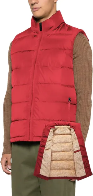 Men's Outerwear Puffer Vest Winter Fleece Lined Sleeveless Stand Collar Sherpa Windproof Waterproof Jacket Coat