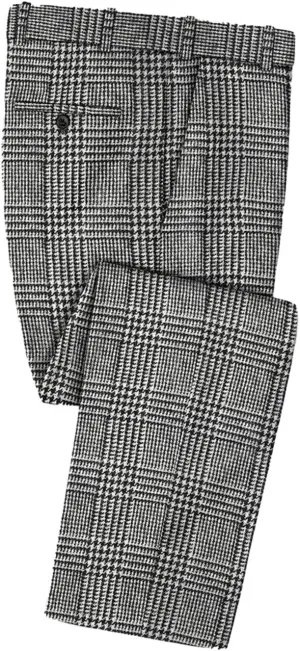 Men's Plaid Classic-Fit Elastic Waist Pleated Straight Dress Pant
