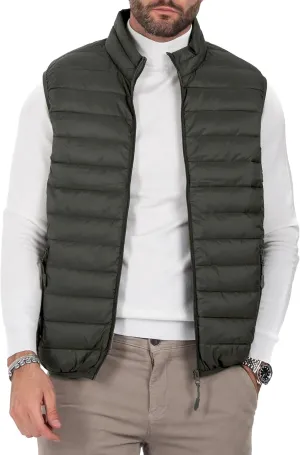 Men's Puffer Vest Outerwear Winter Warm Sleeveless Jacket Zipper Quilted Puffy Vests Size M To 2XL