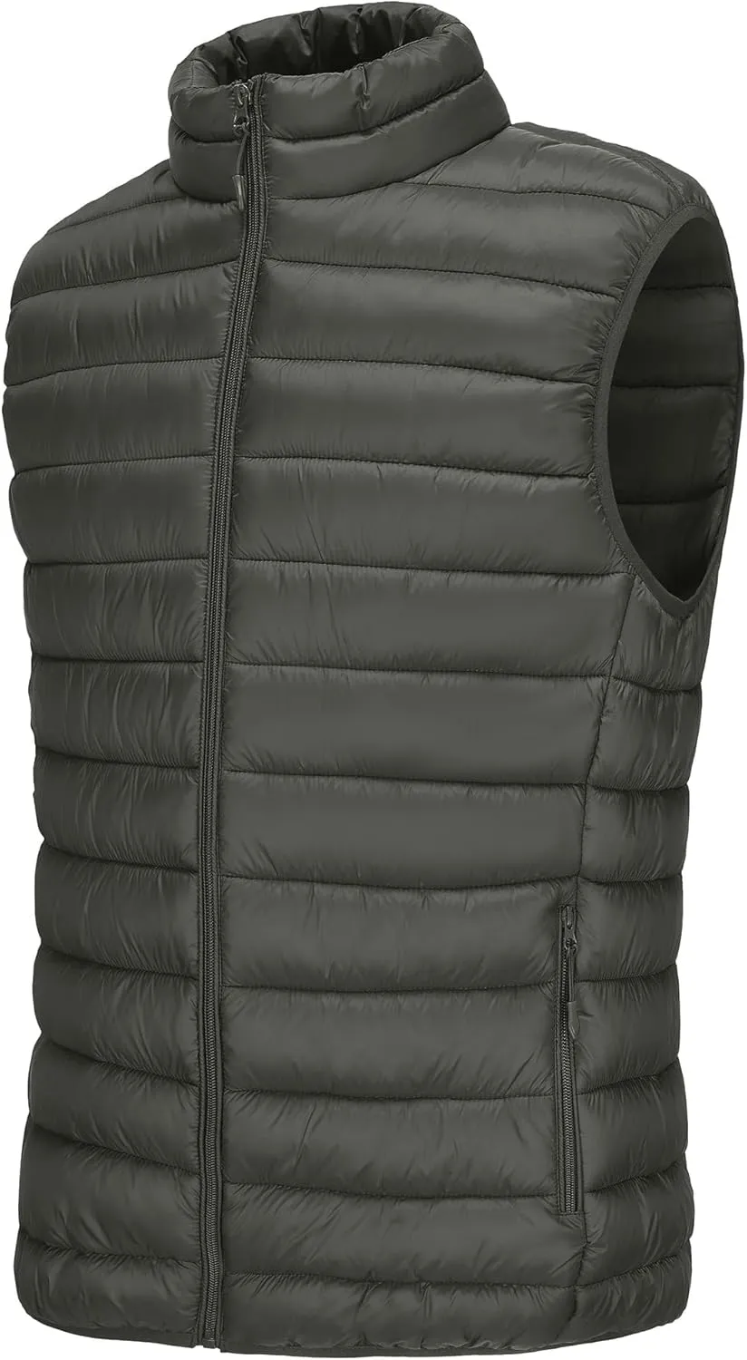 Men's Puffer Vest Outerwear Winter Warm Sleeveless Jacket Zipper Quilted Puffy Vests Size M To 2XL