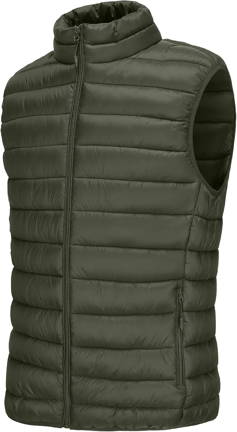 Men's Puffer Vest Outerwear Winter Warm Sleeveless Jacket Zipper Quilted Puffy Vests Size M To 2XL