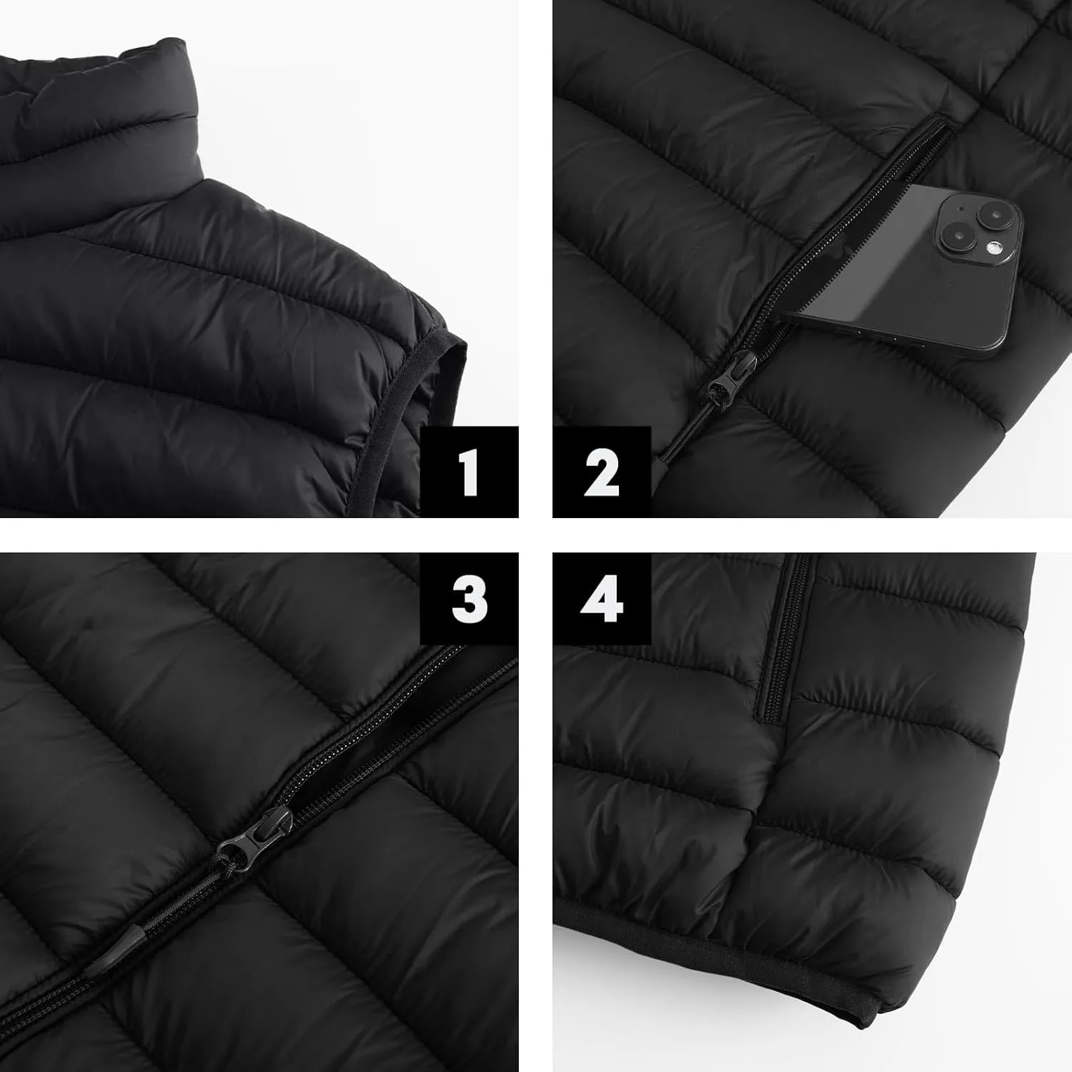 Men's Puffer Vest Outerwear Winter Warm Sleeveless Jacket Zipper Quilted Puffy Vests Size M To 2XL