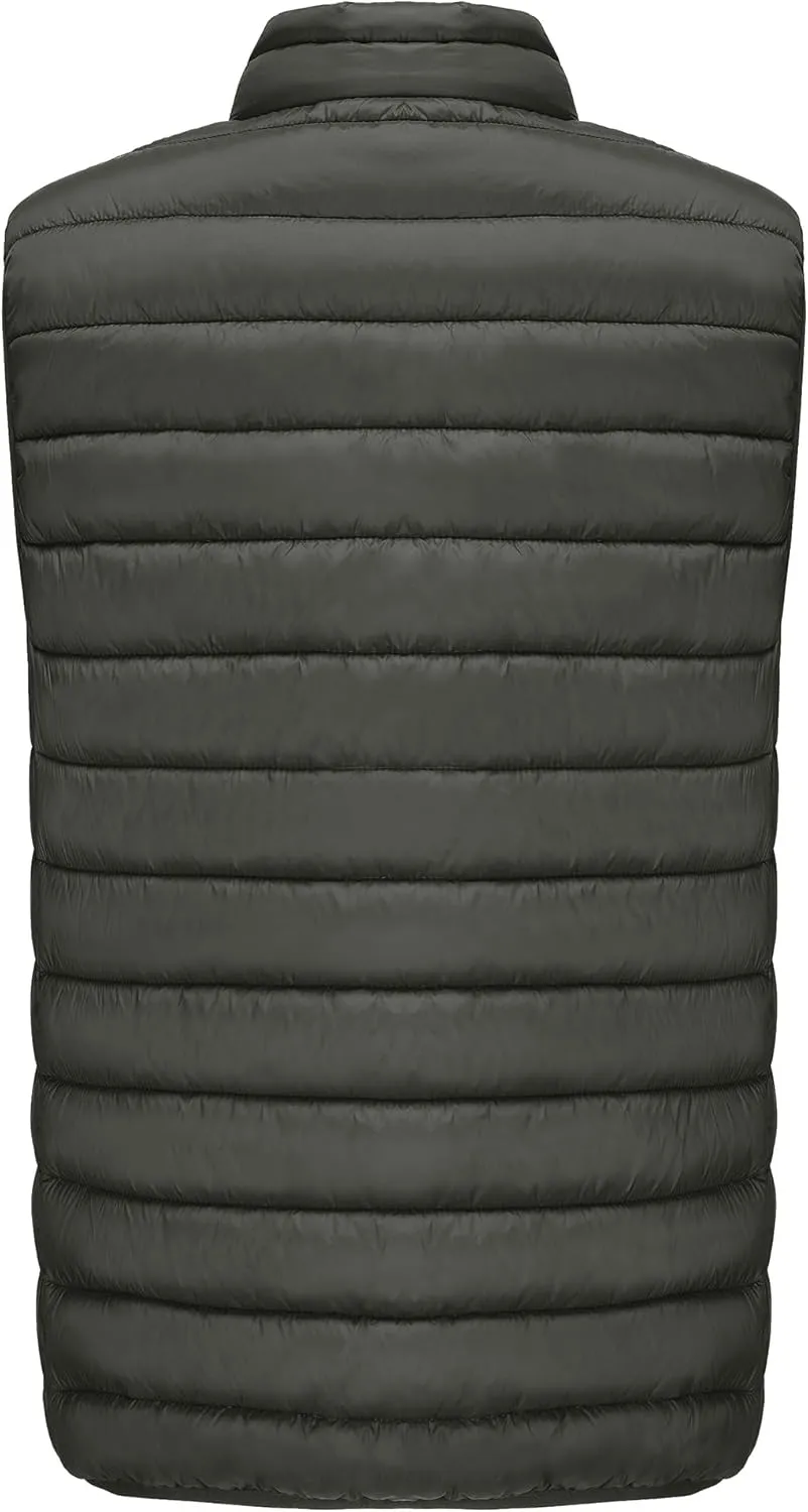 Men's Puffer Vest Outerwear Winter Warm Sleeveless Jacket Zipper Quilted Puffy Vests Size M To 2XL
