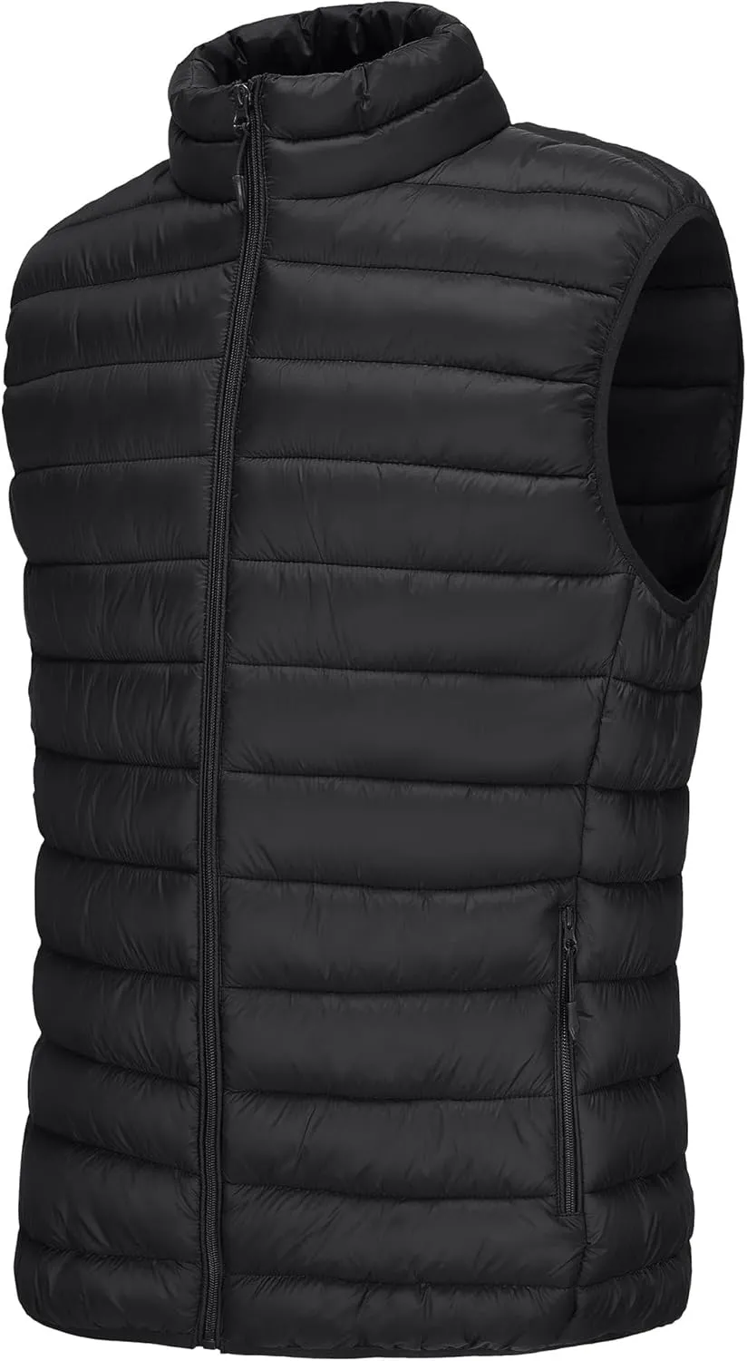 Men's Puffer Vest Outerwear Winter Warm Sleeveless Jacket Zipper Quilted Puffy Vests Size M To 2XL