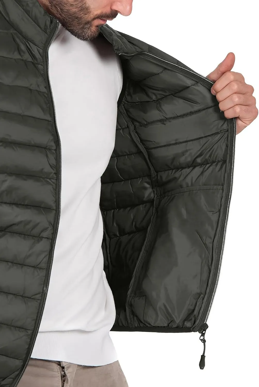 Men's Puffer Vest Outerwear Winter Warm Sleeveless Jacket Zipper Quilted Puffy Vests Size M To 2XL