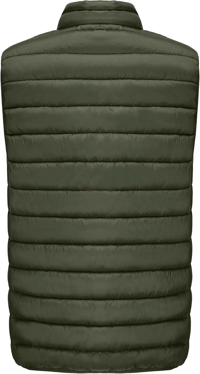 Men's Puffer Vest Outerwear Winter Warm Sleeveless Jacket Zipper Quilted Puffy Vests Size M To 2XL