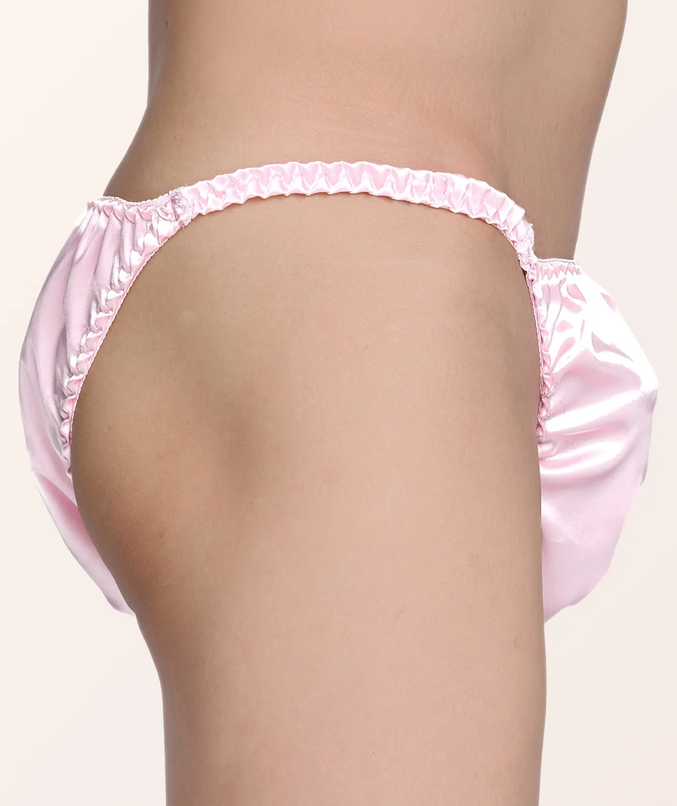 Men's Satin Tanga Briefs - Baby Pink