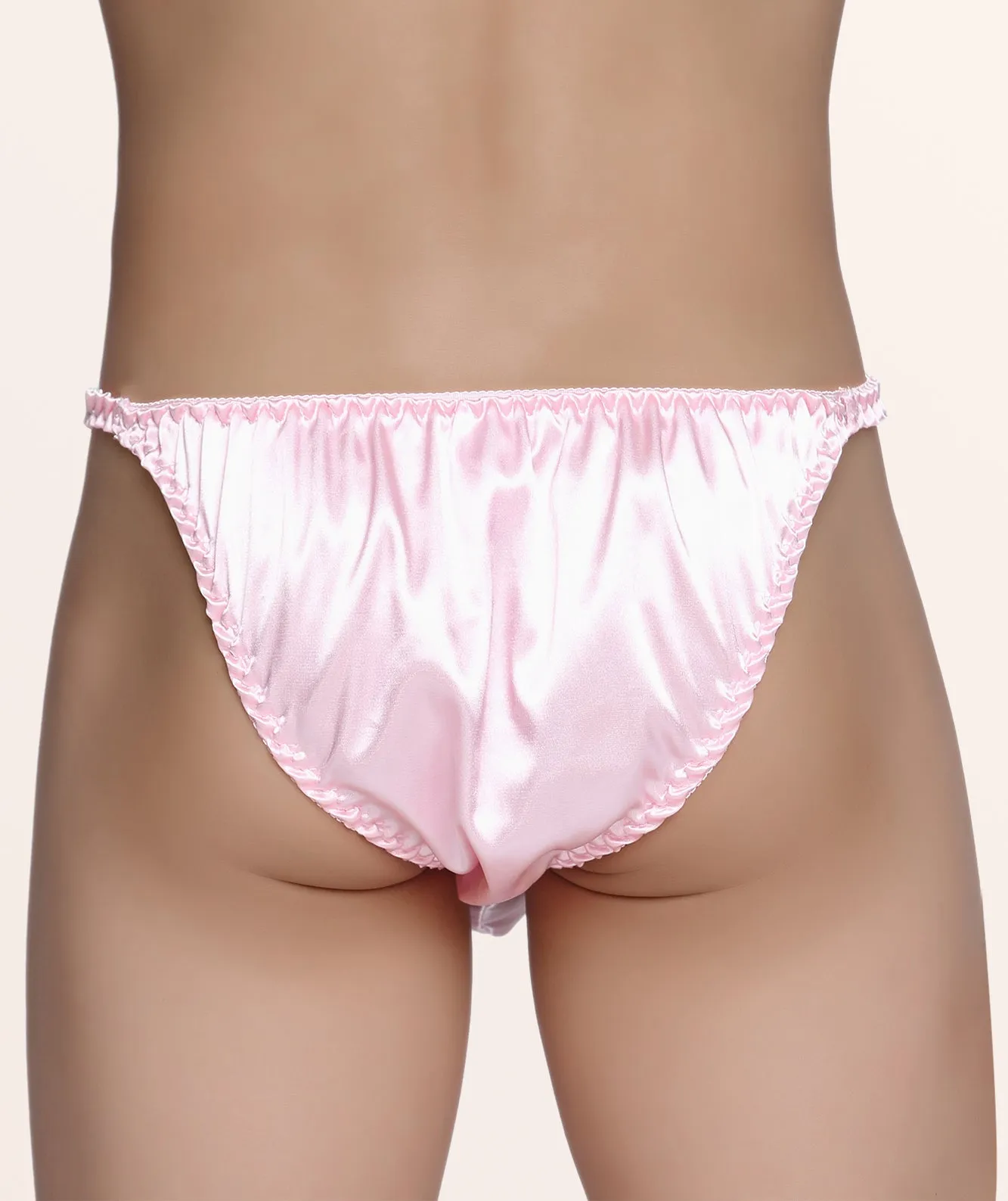 Men's Satin Tanga Briefs - Baby Pink