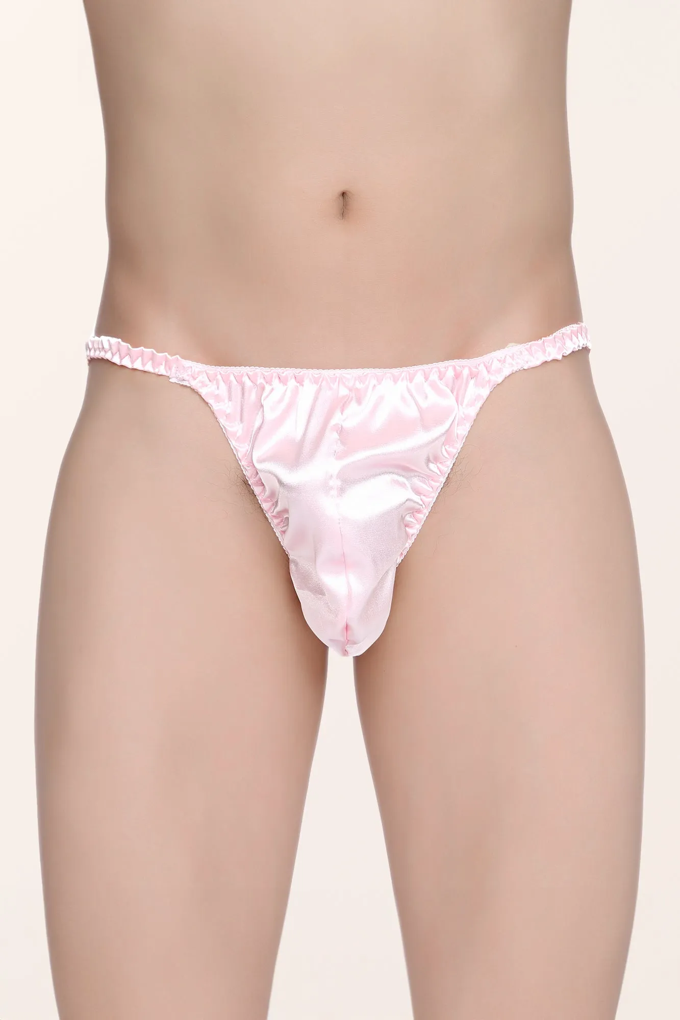 Men's Satin Tanga Briefs - Baby Pink