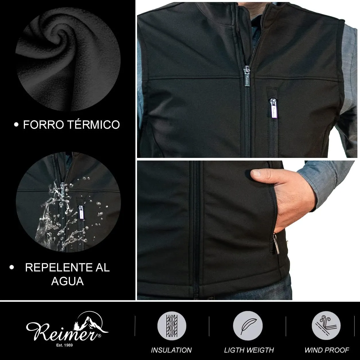 Men's Softshell Vest Outerwear Windproof Fleece Lined Jacket for Golf Hiking Running