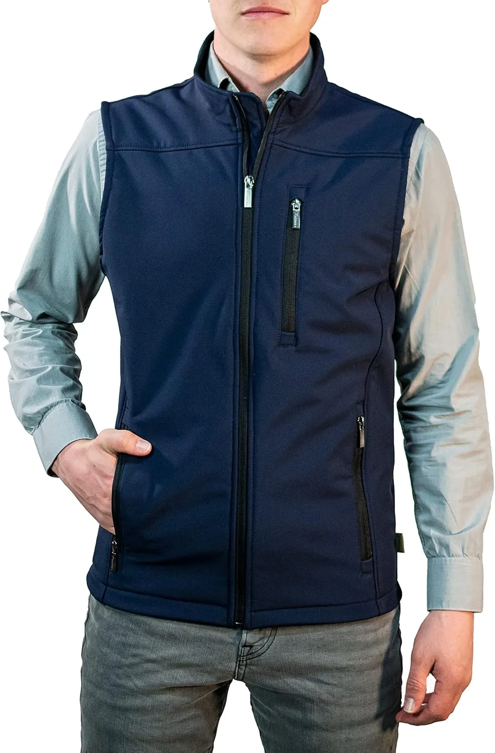 Men's Softshell Vest Outerwear Windproof Fleece Lined Jacket for Golf Hiking Running