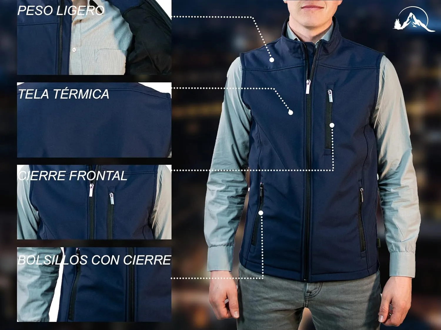 Men's Softshell Vest Outerwear Windproof Fleece Lined Jacket for Golf Hiking Running