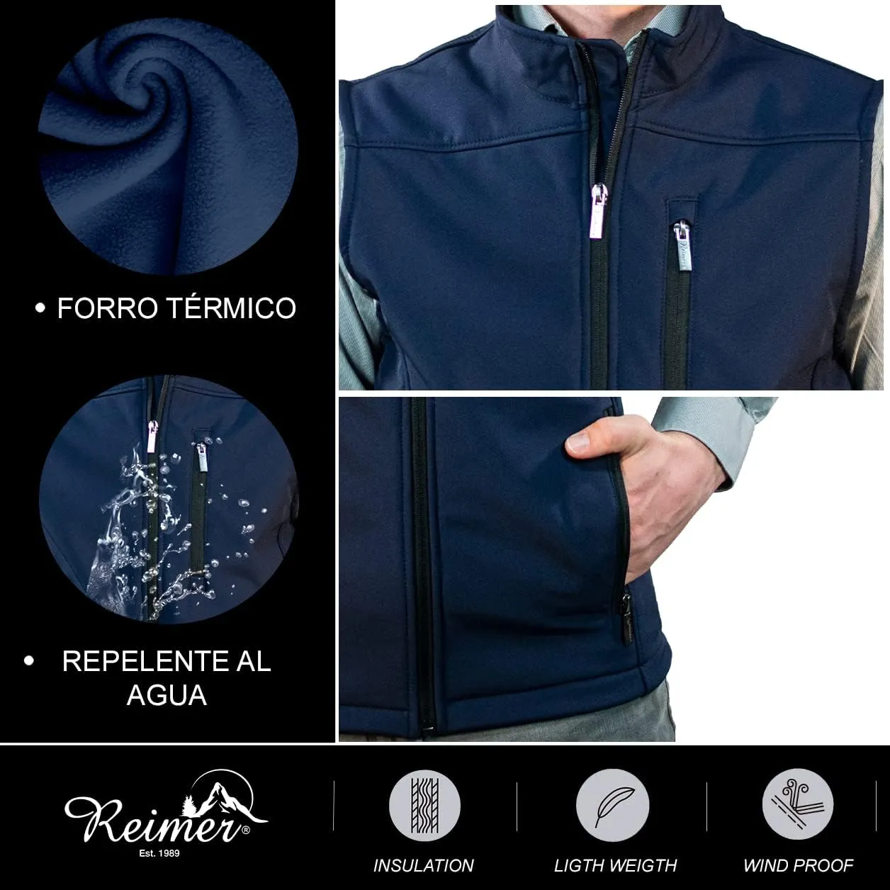 Men's Softshell Vest Outerwear Windproof Fleece Lined Jacket for Golf Hiking Running