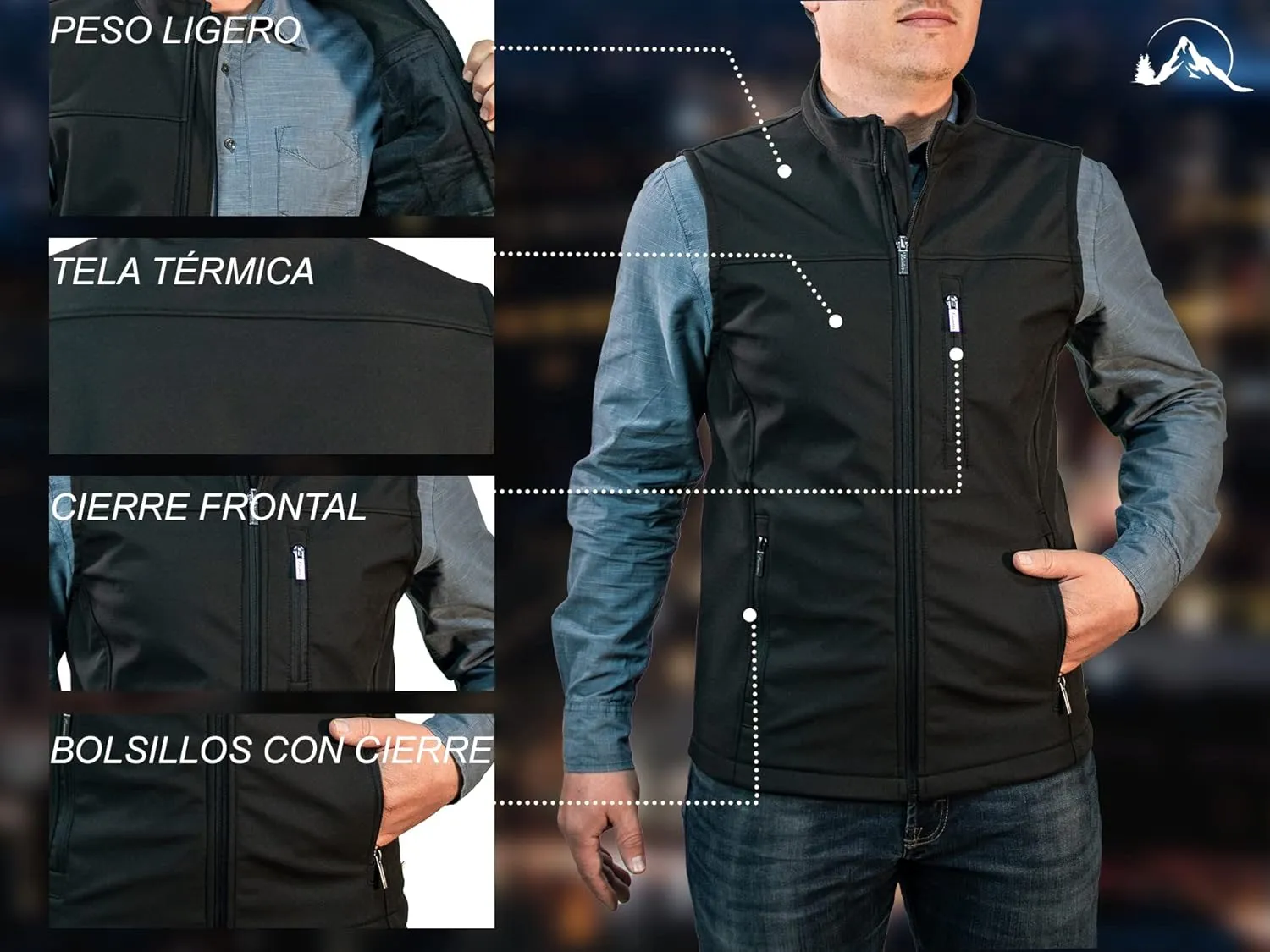 Men's Softshell Vest Outerwear Windproof Fleece Lined Jacket for Golf Hiking Running