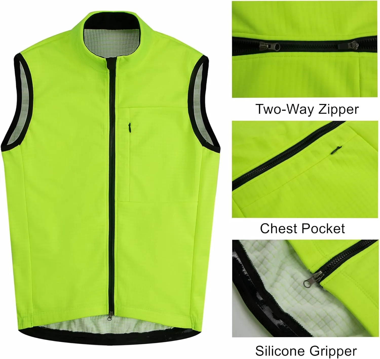 Men's Thermal Fleece Cycling Vest Windproof Waterproof Outerwear Cycling Jersey Bike Gilet Sleeveless Bicycle Jacket