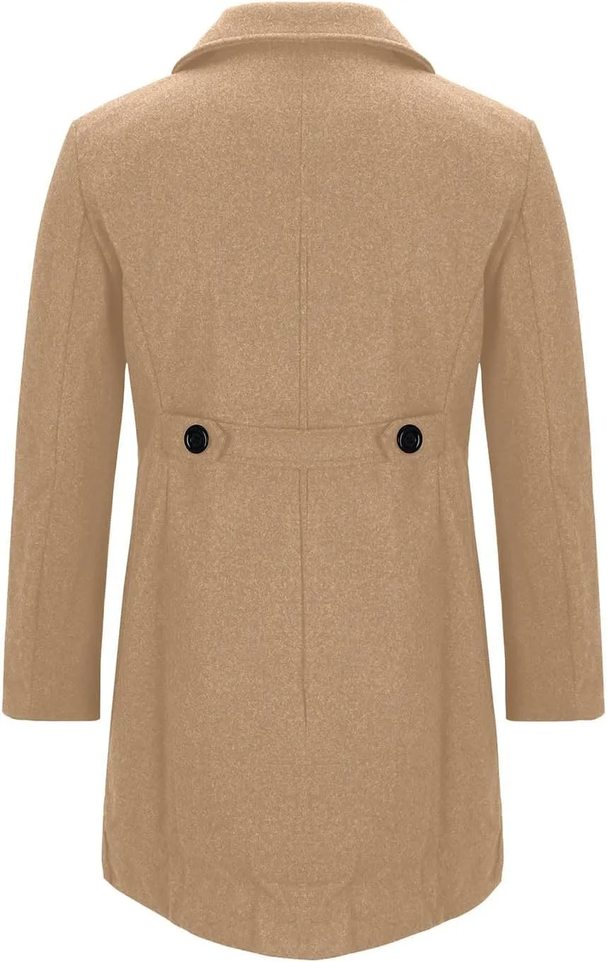 Men's Trench Coat Classic Notched Lapel Peacoat Warm Double Breasted Overcoat Elegant Long Jacket Overcoat