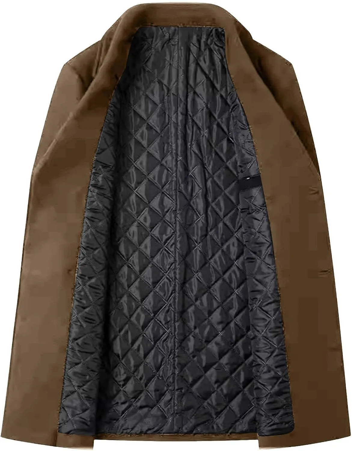 Mens Trench Coat Elegant Notched Lapel Pea Coats Classic Double Breasted Overcoat Warm Long Jacket Overcoat