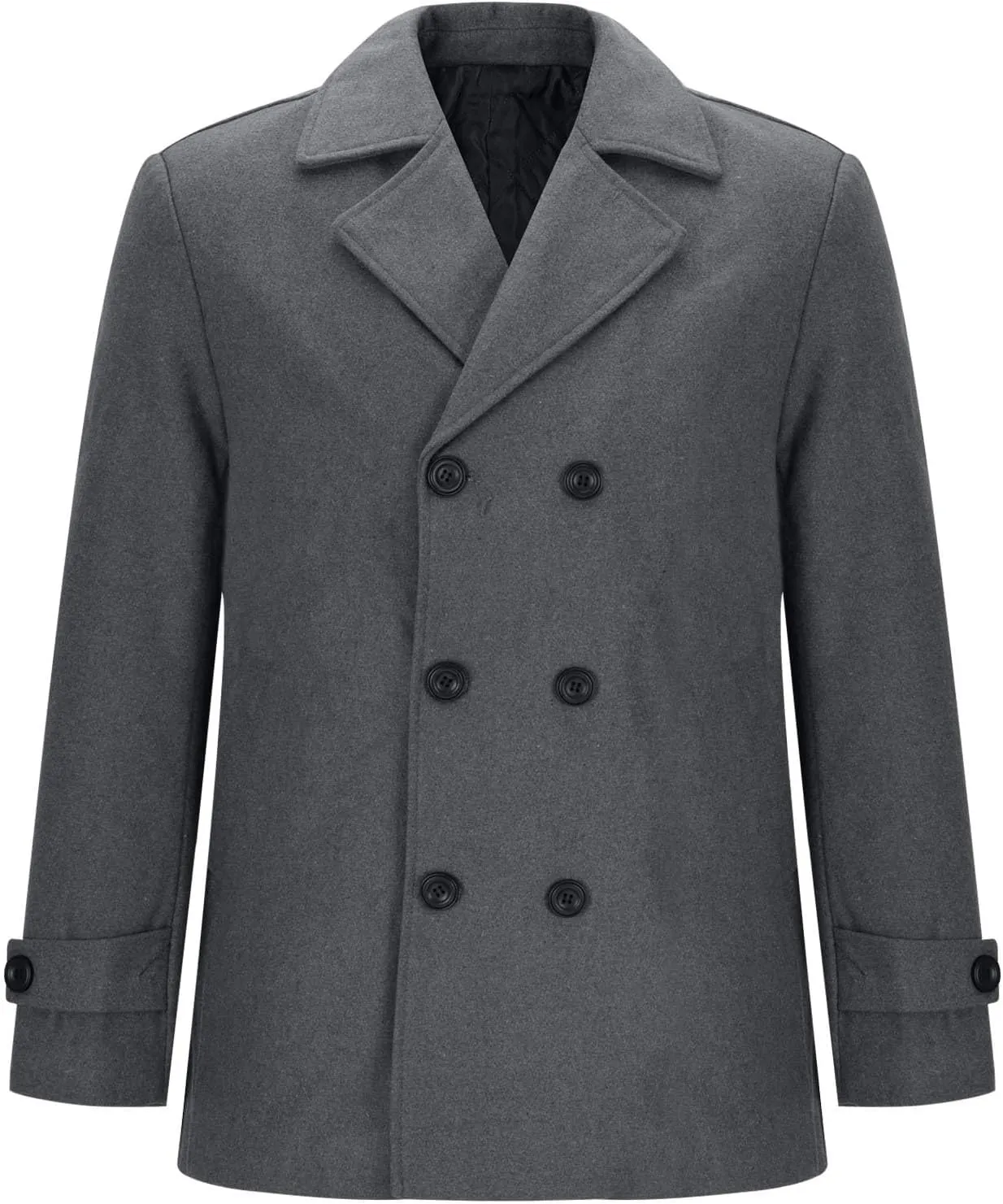 Mens Trench Coat Elegant Notched Lapel Pea Coats Classic Double Breasted Overcoat Warm Long Jacket Overcoat