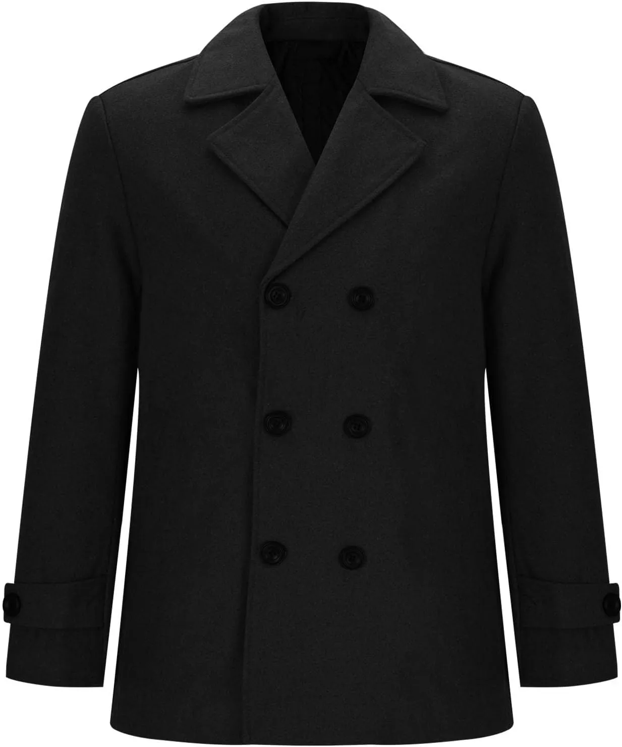 Mens Trench Coat Elegant Notched Lapel Pea Coats Classic Double Breasted Overcoat Warm Long Jacket Overcoat
