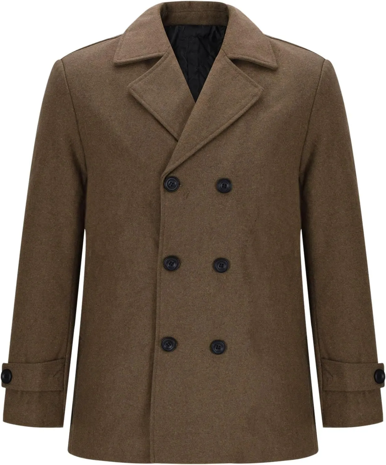 Mens Trench Coat Elegant Notched Lapel Pea Coats Classic Double Breasted Overcoat Warm Long Jacket Overcoat