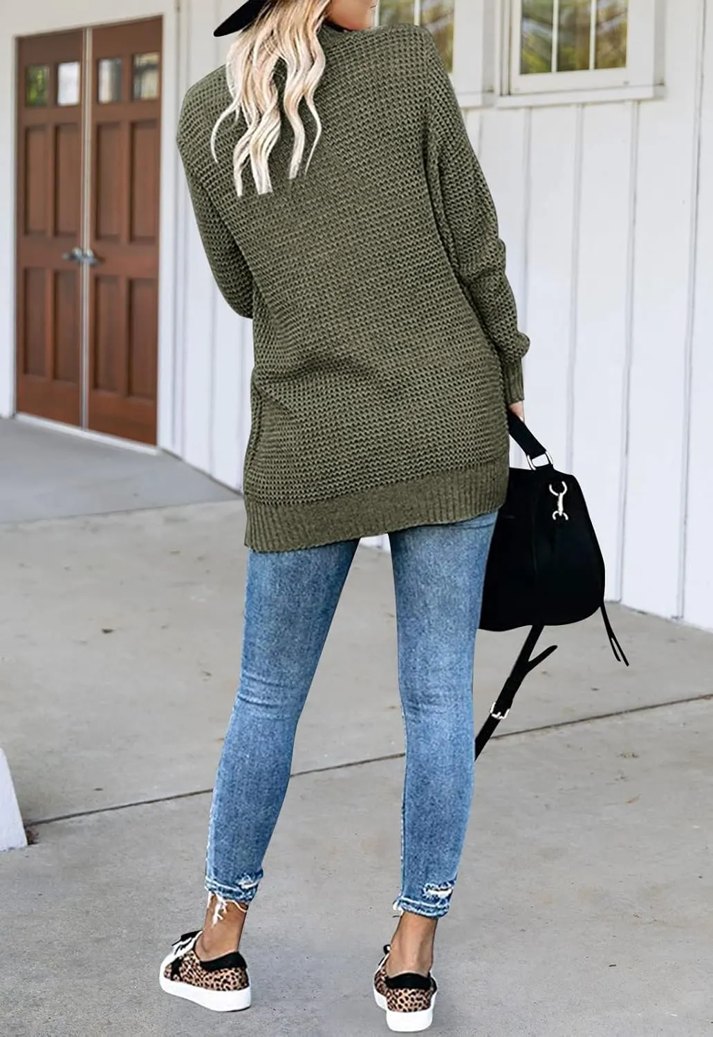 MEROKEETY Womens Long Sleeve Open Front Cardigans Chunky Knit Draped Sweaters Outwear