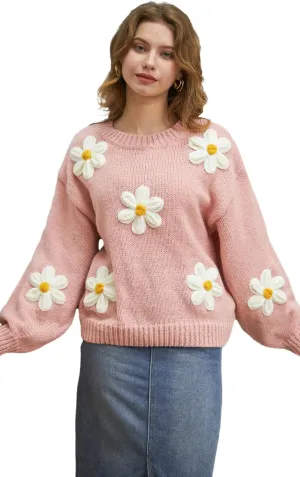 Migratory Bird Guide Floral Crewneck Long Sleeve Sweaters for Women 2024 Trendy