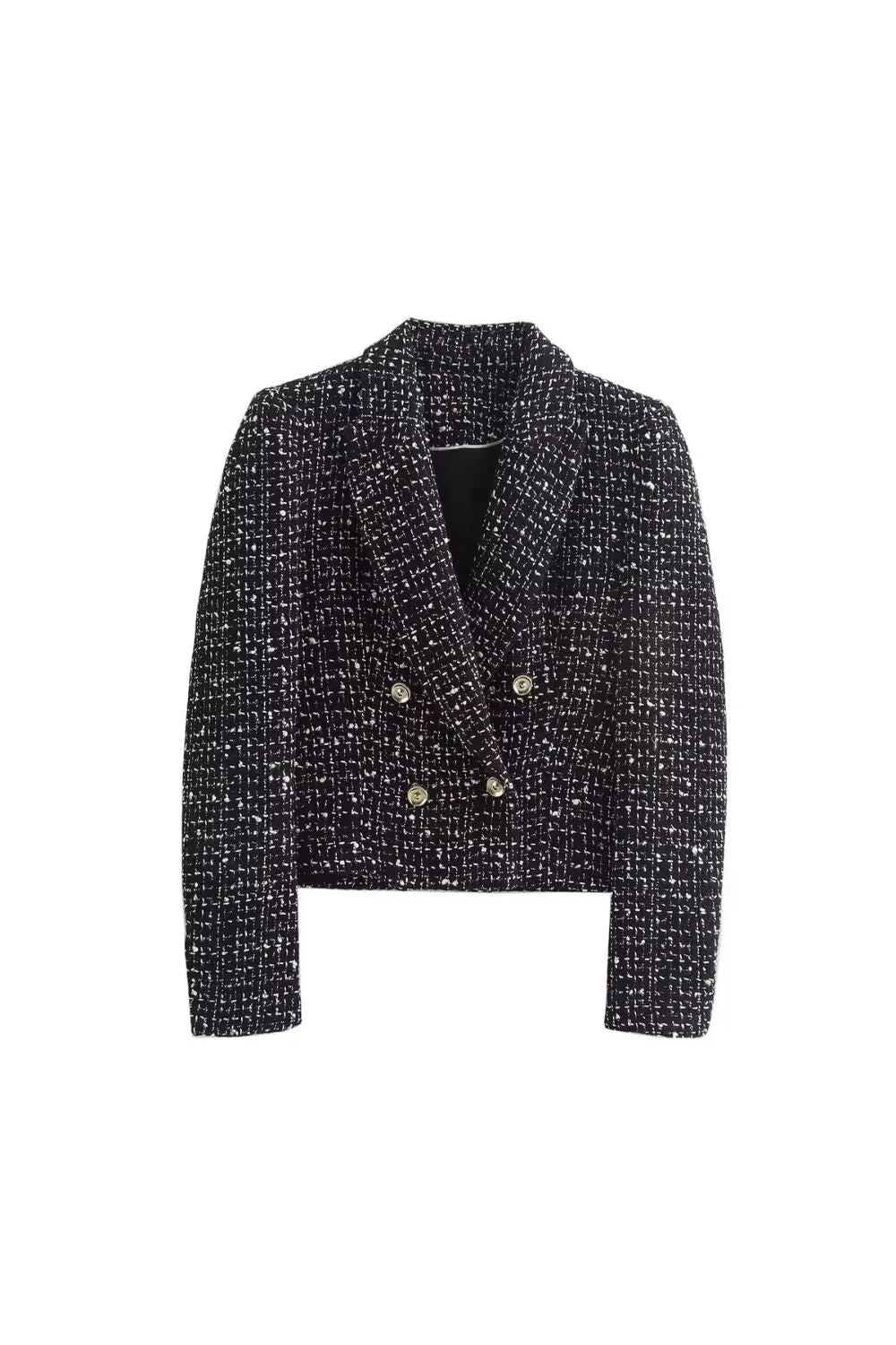 'Mila' Minimalist Textured Double-Breasted Blazer