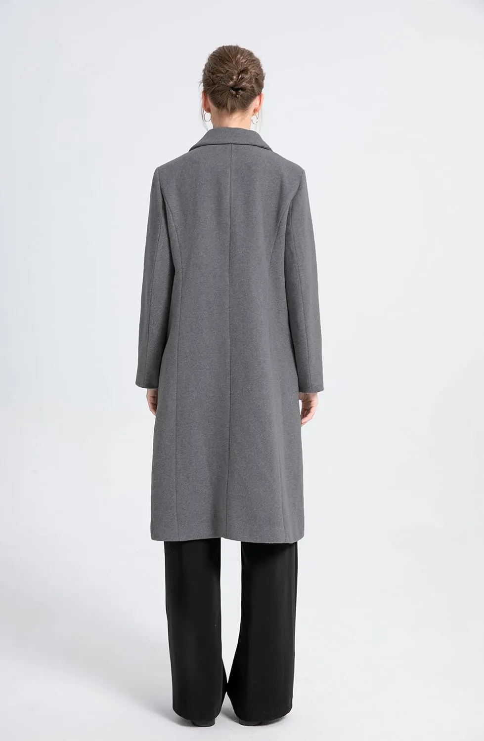Minibee Women's Wool Trench Coats Warm Winter Pea Coat Double Breasted Mid-Long Overcoat Lapel Jackets
