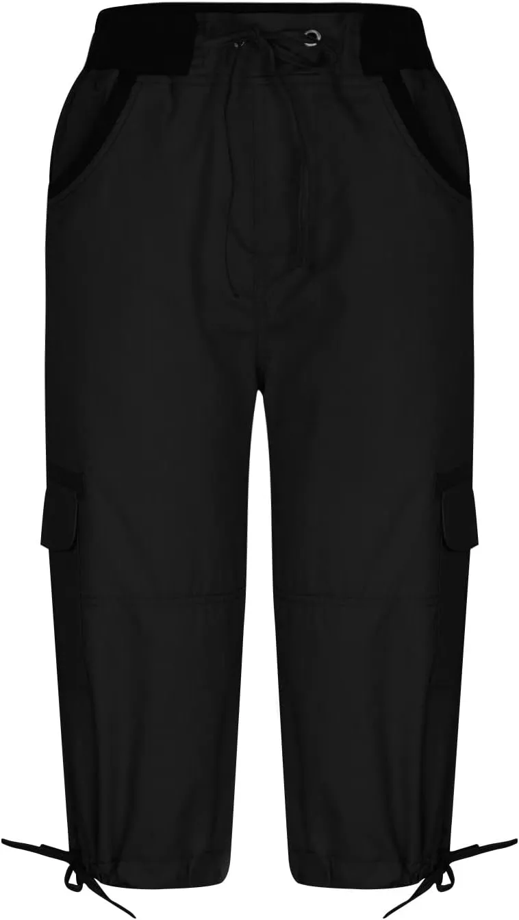 MINzYI Cargo Pants Women High Waist Fashion Adjustable Drawstring Elastic Waist Wide Leg Pants Loose Trousers with Pockets