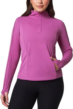 Mondetta Womens Hiking Athletic Workout Tops - Lightweight Quarter-Zip Pullover