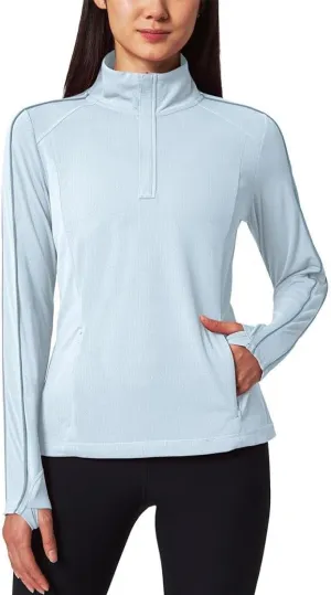 Mondetta Womens Hiking Athletic Workout Tops - Lightweight Quarter-Zip Pullover