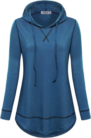 MOQIVGI Womens Long Sleeve Lightweight Activewear Casual Running Yoga Workout Hooded Tops