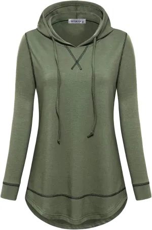 MOQIVGI Womens Long Sleeve Lightweight Activewear Casual Running Yoga Workout Hooded Tops