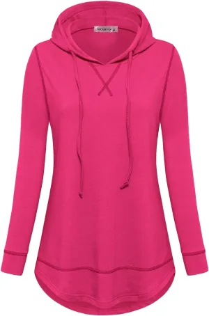 MOQIVGI Womens Long Sleeve Lightweight Activewear Casual Running Yoga Workout Hooded Tops
