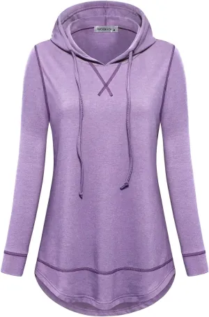 MOQIVGI Womens Long Sleeve Lightweight Activewear Casual Running Yoga Workout Hooded Tops