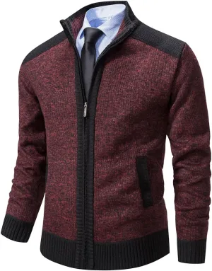 Msmsse Men's Cardigan Sweaters Full Zip Knitted Sweater for Men