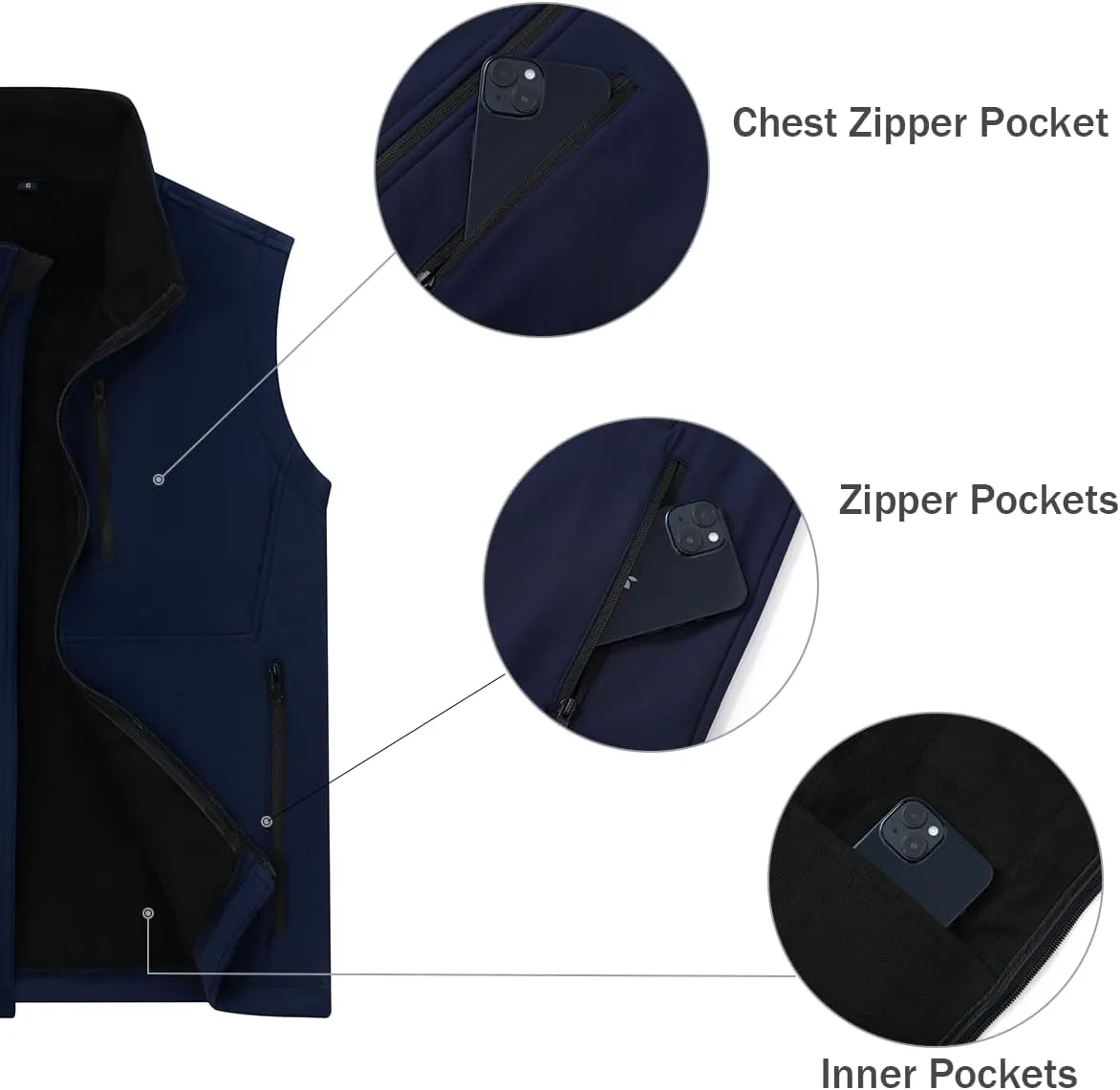 Msmsse Men's Outerwear Lightweight Vest Standing Collar Puffer Sleeveless Jacket for Hiking Running Golf