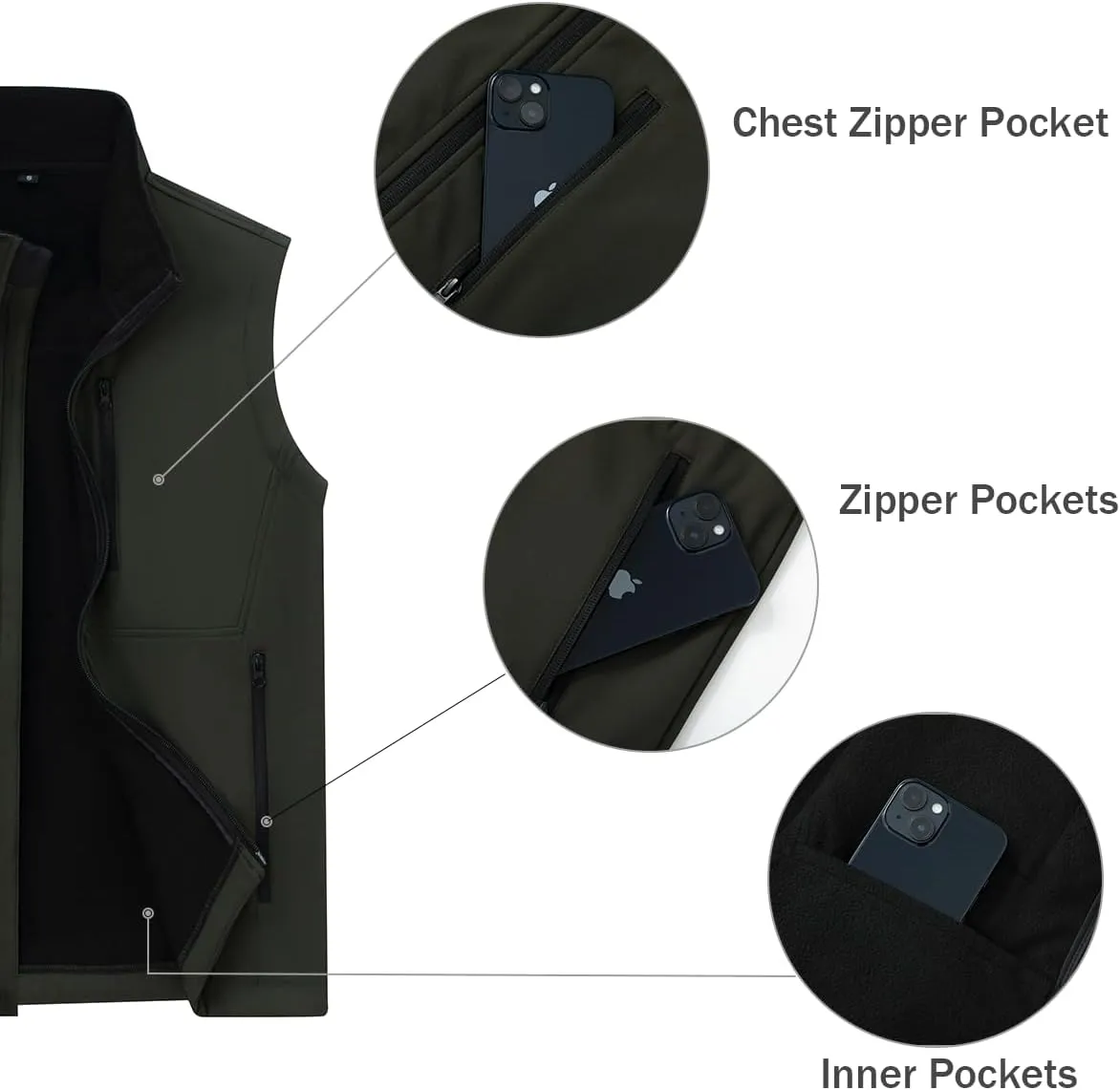 Msmsse Men's Outerwear Lightweight Vest Standing Collar Puffer Sleeveless Jacket for Hiking Running Golf