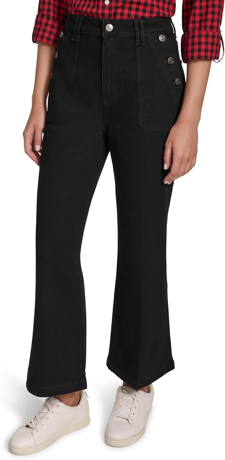 Nautica Women's Button Pocket Wide Leg Sailor Jeans