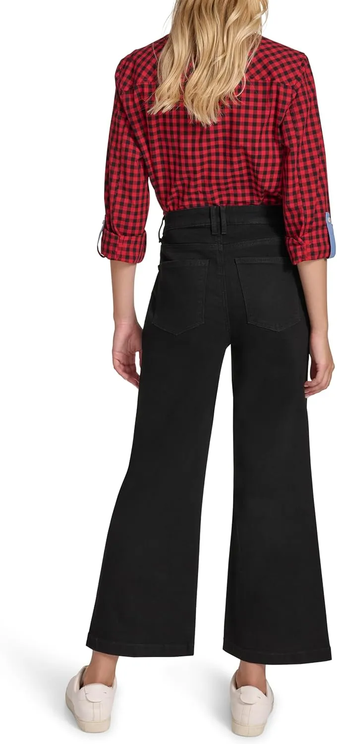 Nautica Women's Button Pocket Wide Leg Sailor Jeans