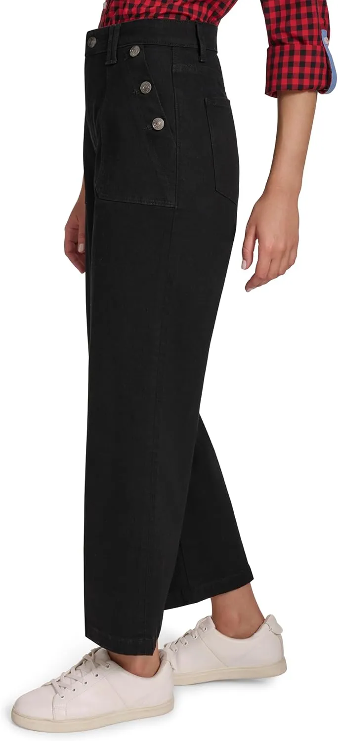 Nautica Women's Button Pocket Wide Leg Sailor Jeans