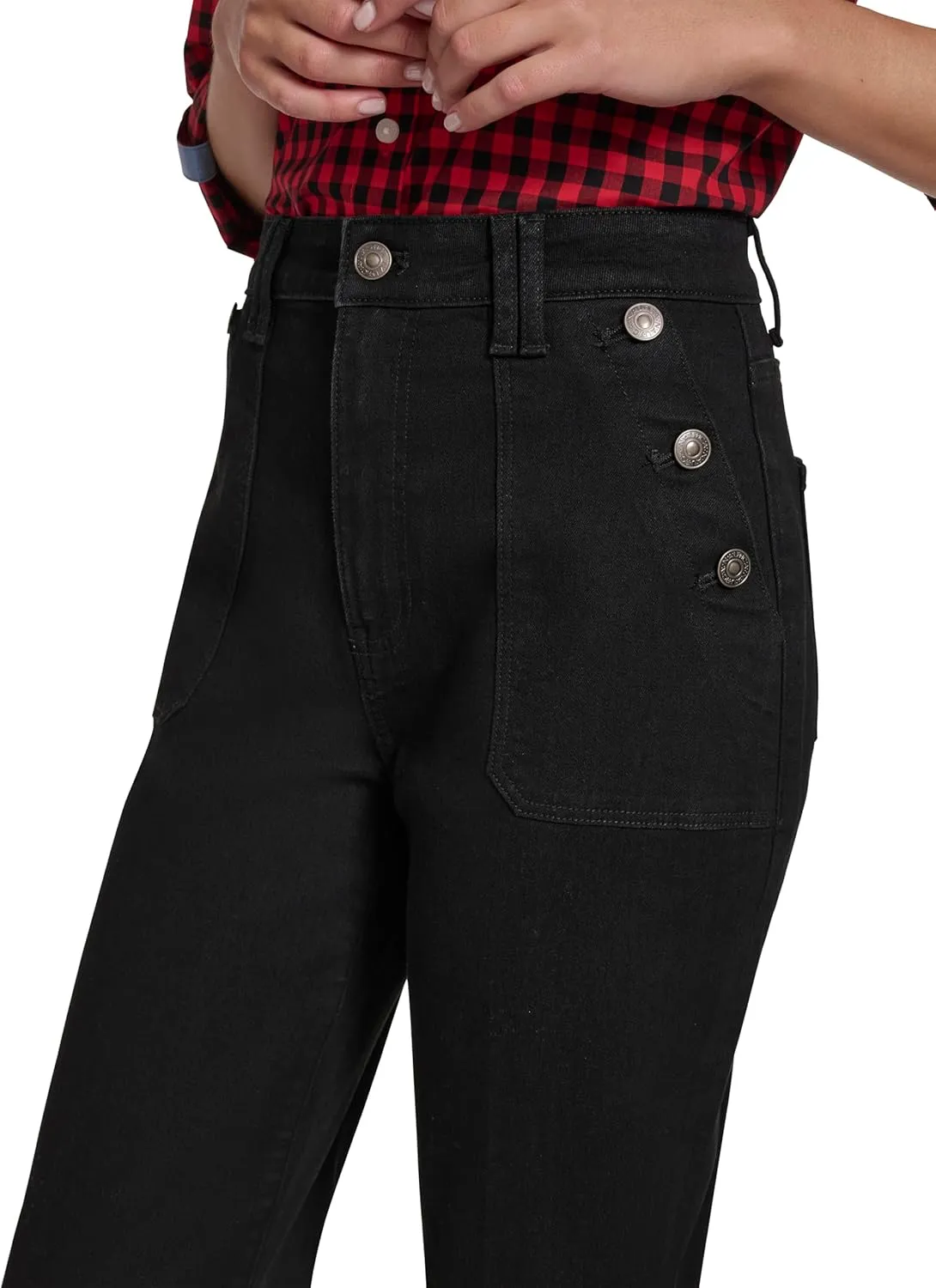 Nautica Women's Button Pocket Wide Leg Sailor Jeans