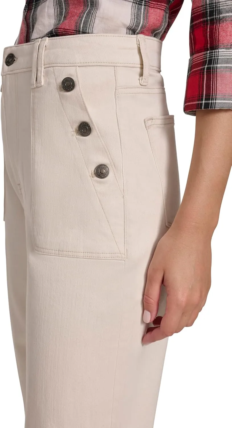 Nautica Women's Button Pocket Wide Leg Sailor Jeans