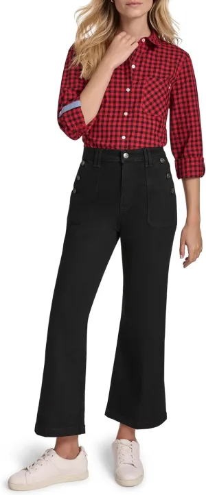 Nautica Women's Button Pocket Wide Leg Sailor Jeans