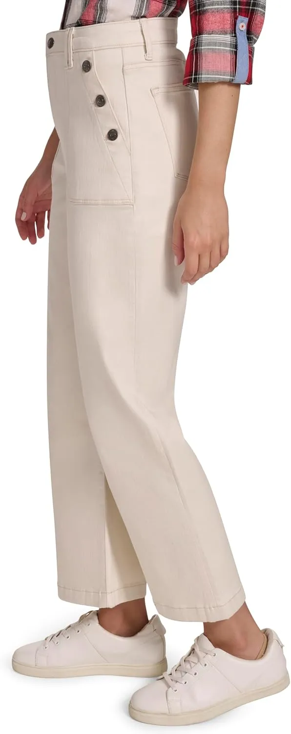 Nautica Women's Button Pocket Wide Leg Sailor Jeans