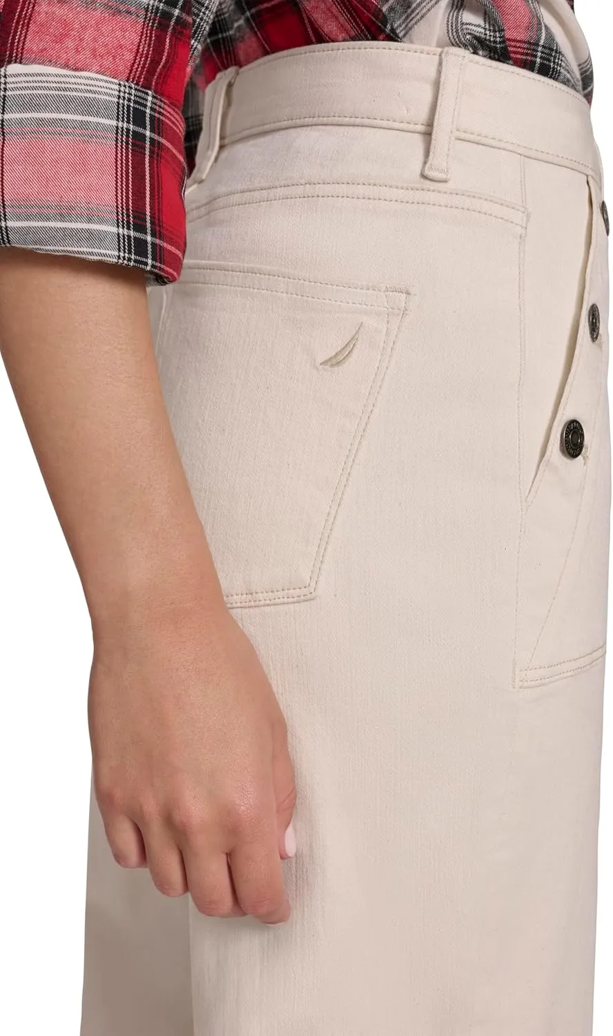 Nautica Women's Button Pocket Wide Leg Sailor Jeans