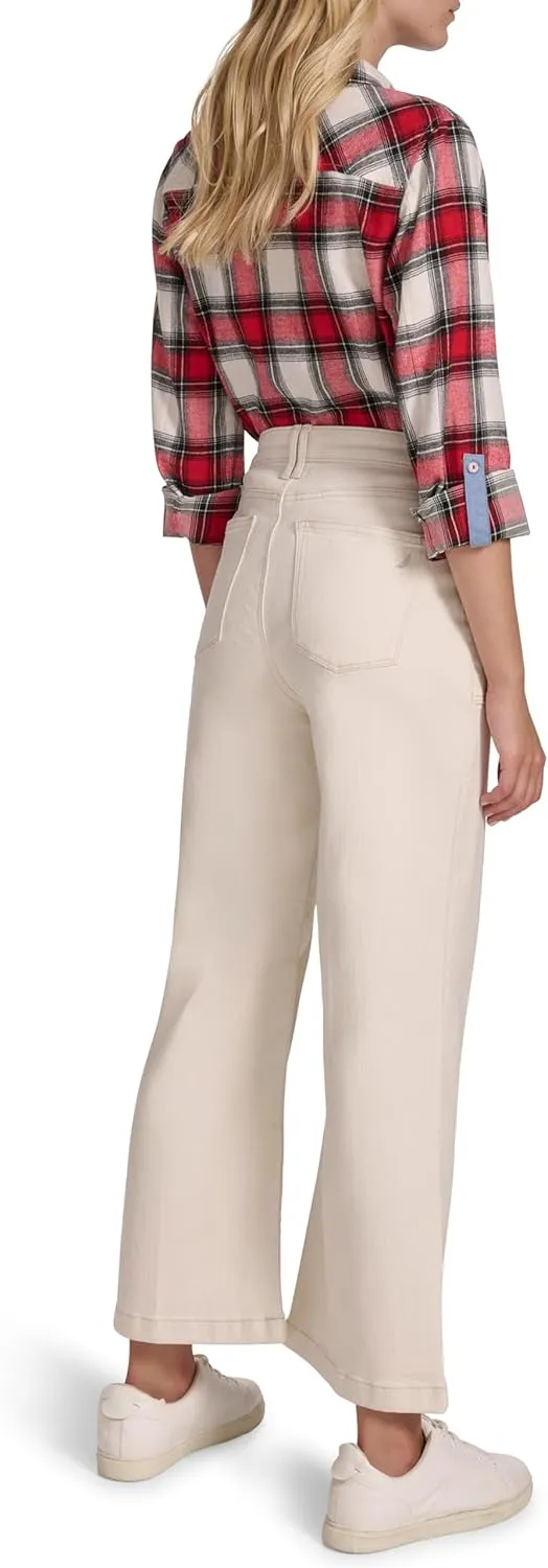 Nautica Women's Button Pocket Wide Leg Sailor Jeans