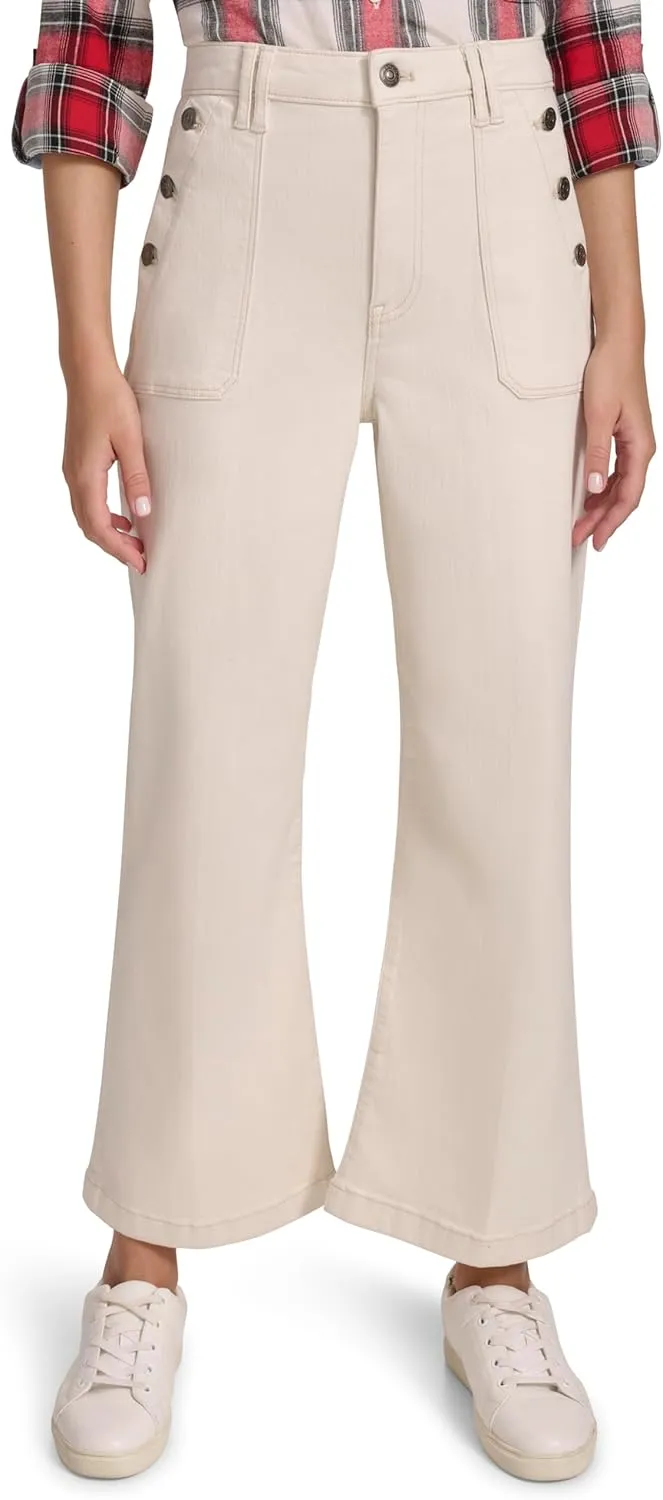 Nautica Women's Button Pocket Wide Leg Sailor Jeans