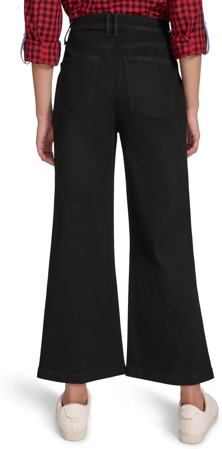 Nautica Women's Button Pocket Wide Leg Sailor Jeans